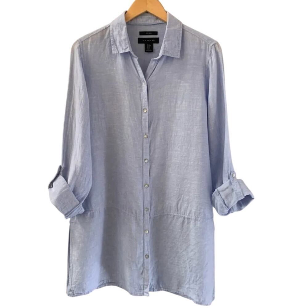 100% Linen Lavender Tunic Button Down